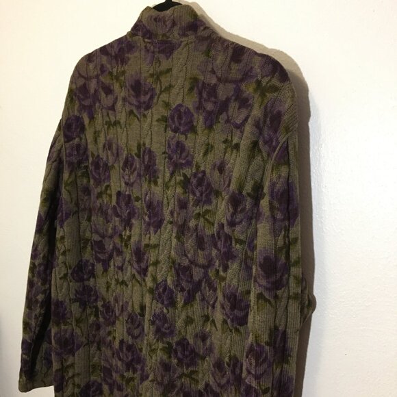 Vintage 80s Ungaro Italian Knit Button Front Cardigan Beautiful Floral Roses (2) - Picture 12 of 16
